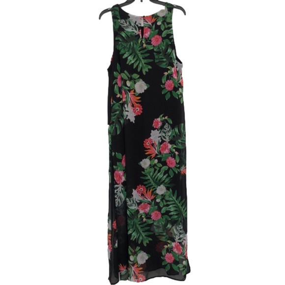 Vince Camuto Havana Bright Floral Black Overlay Sleeveless Maxi Dress Size L - Picture 3 of 10